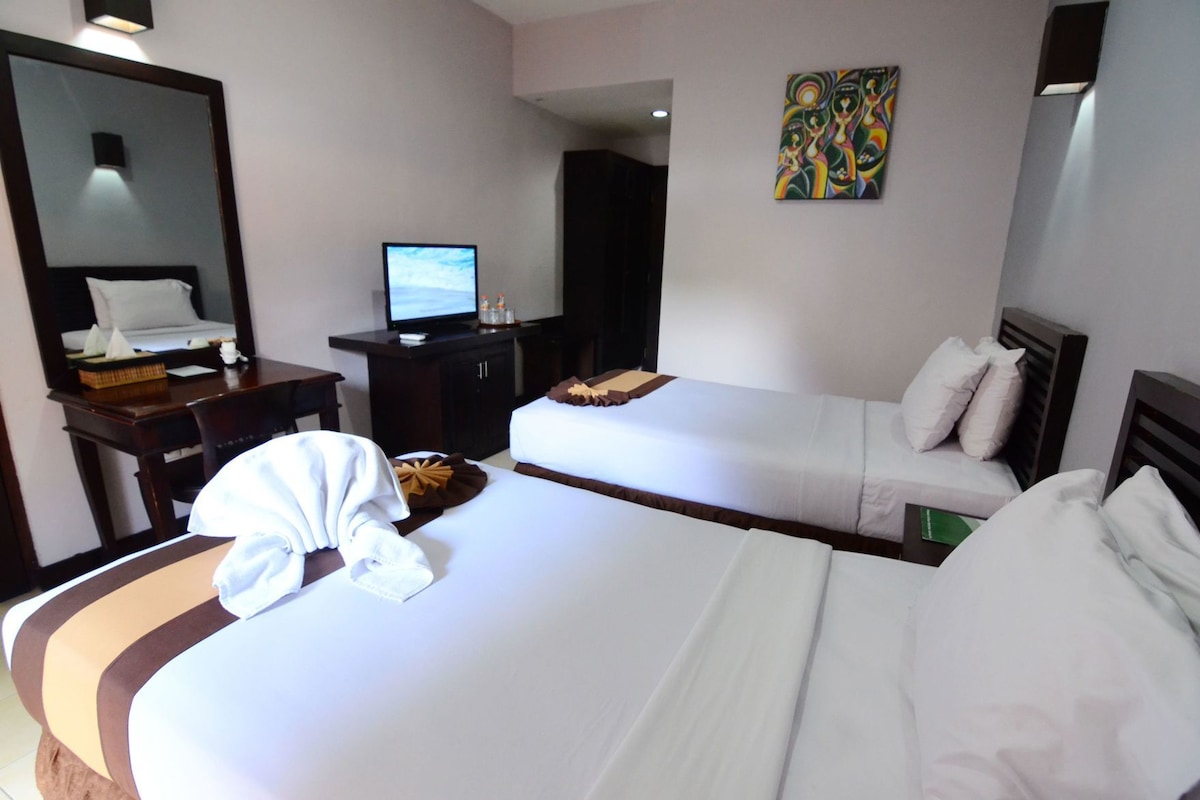 Blackout drapes, iron/ironing board (on request), WiFi (free)