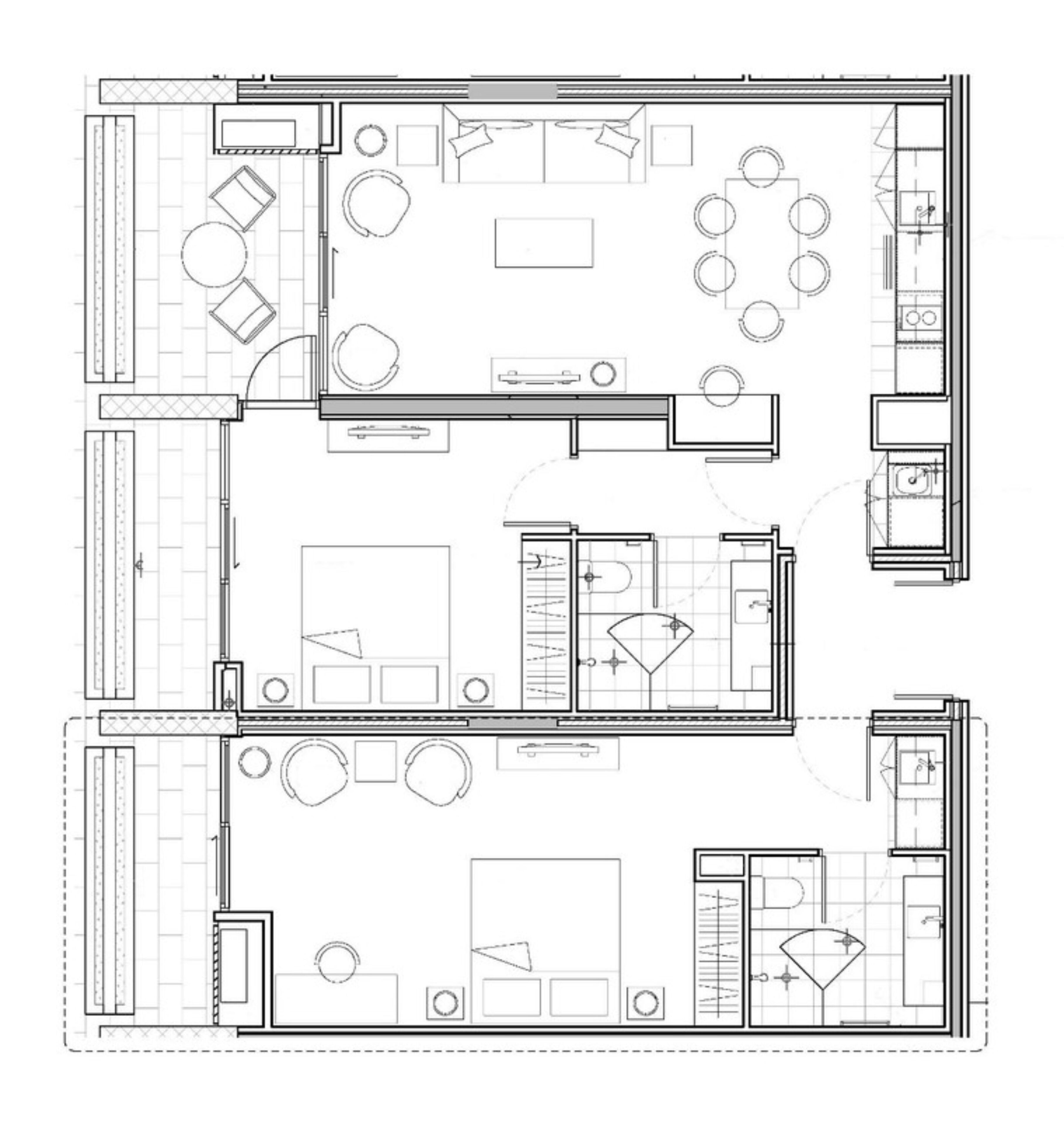 two bedroom apartment balcony | floor plan