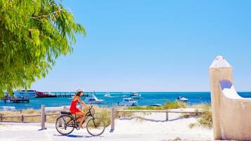 Beach nearby, white sand, 2 beach bars, fishing