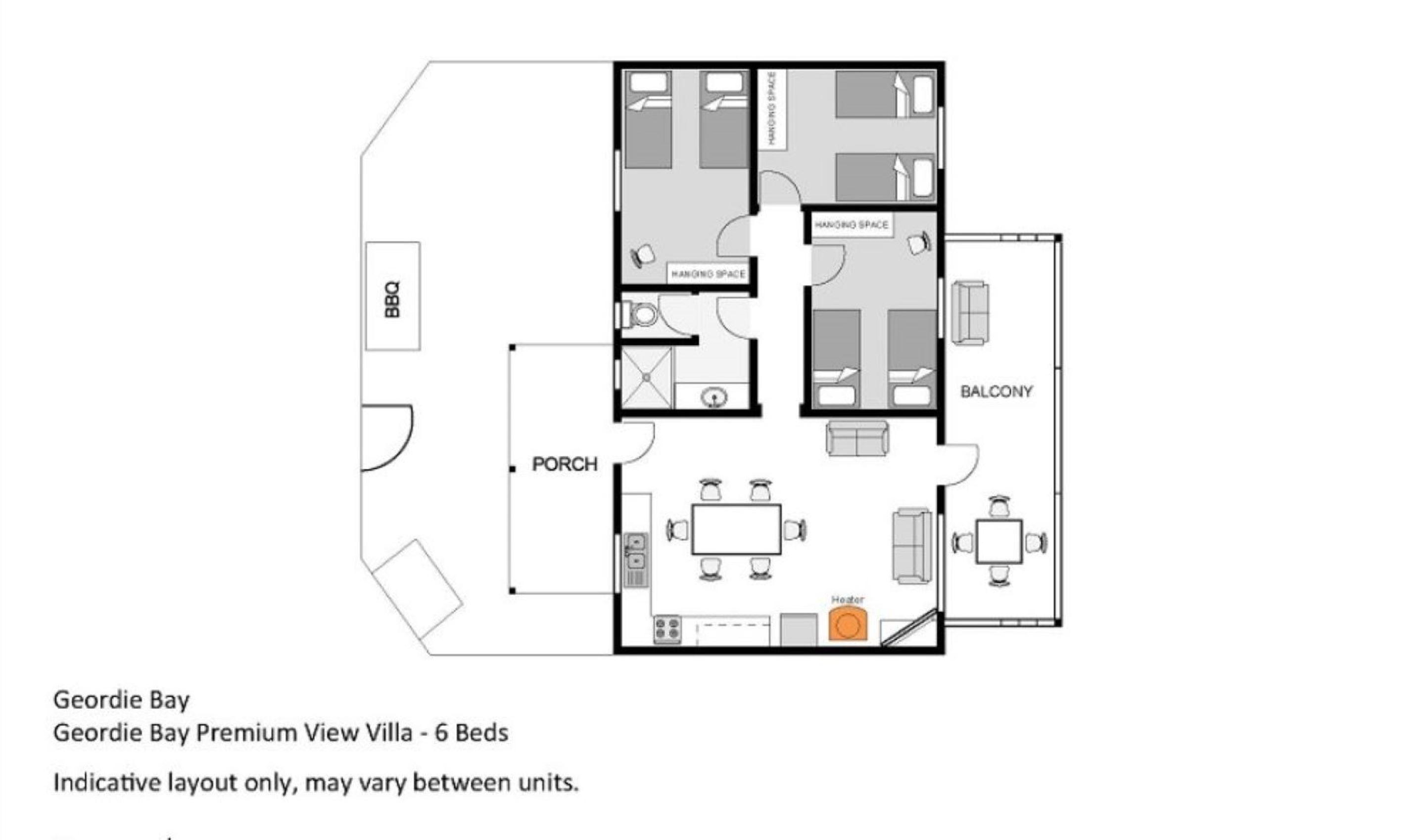 geordie bay premium view three bedroom | floor plan