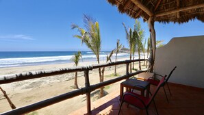 A balcony with a view of the beach and ocean. - Cerritos Surf Town Beach Front Hotel and SPA (El Pescadero)