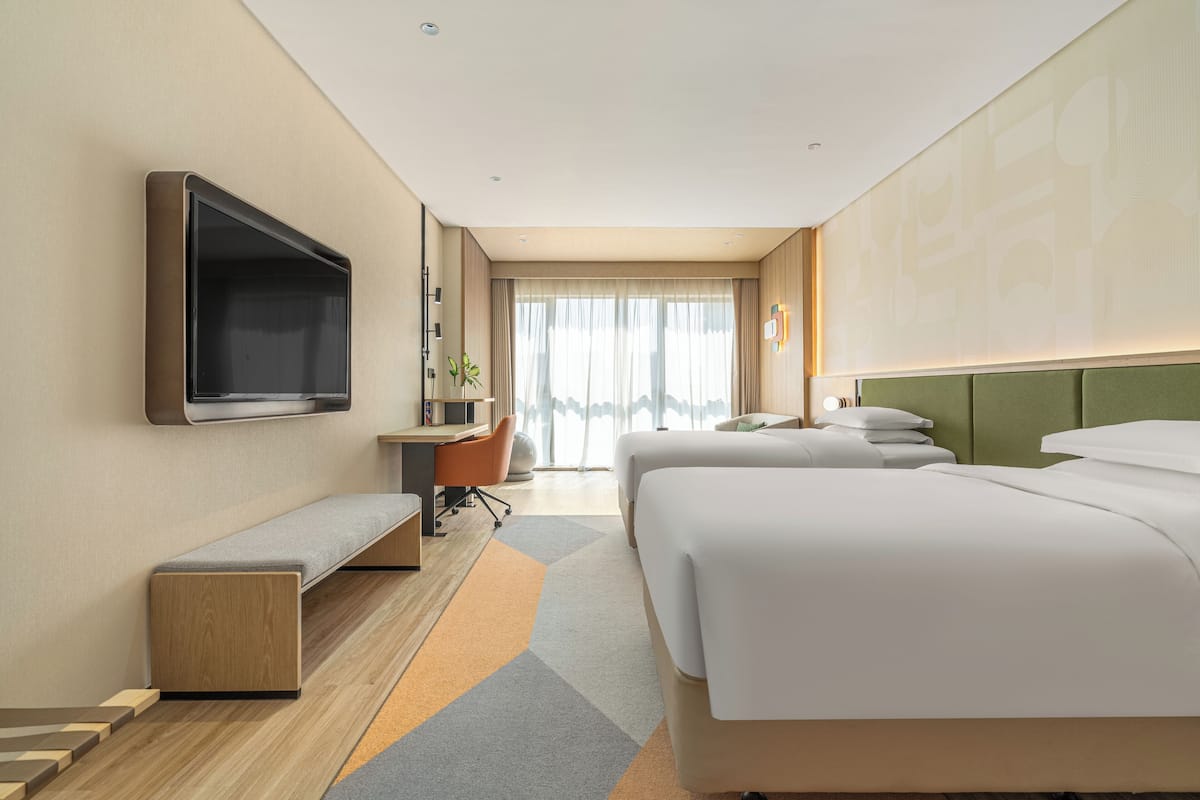 Standard Room, 2 Double Beds | In-room safe, desk, blackout drapes, soundproofing
