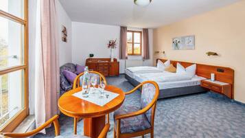 Hypo-allergenic bedding, desk, blackout curtains, soundproofing