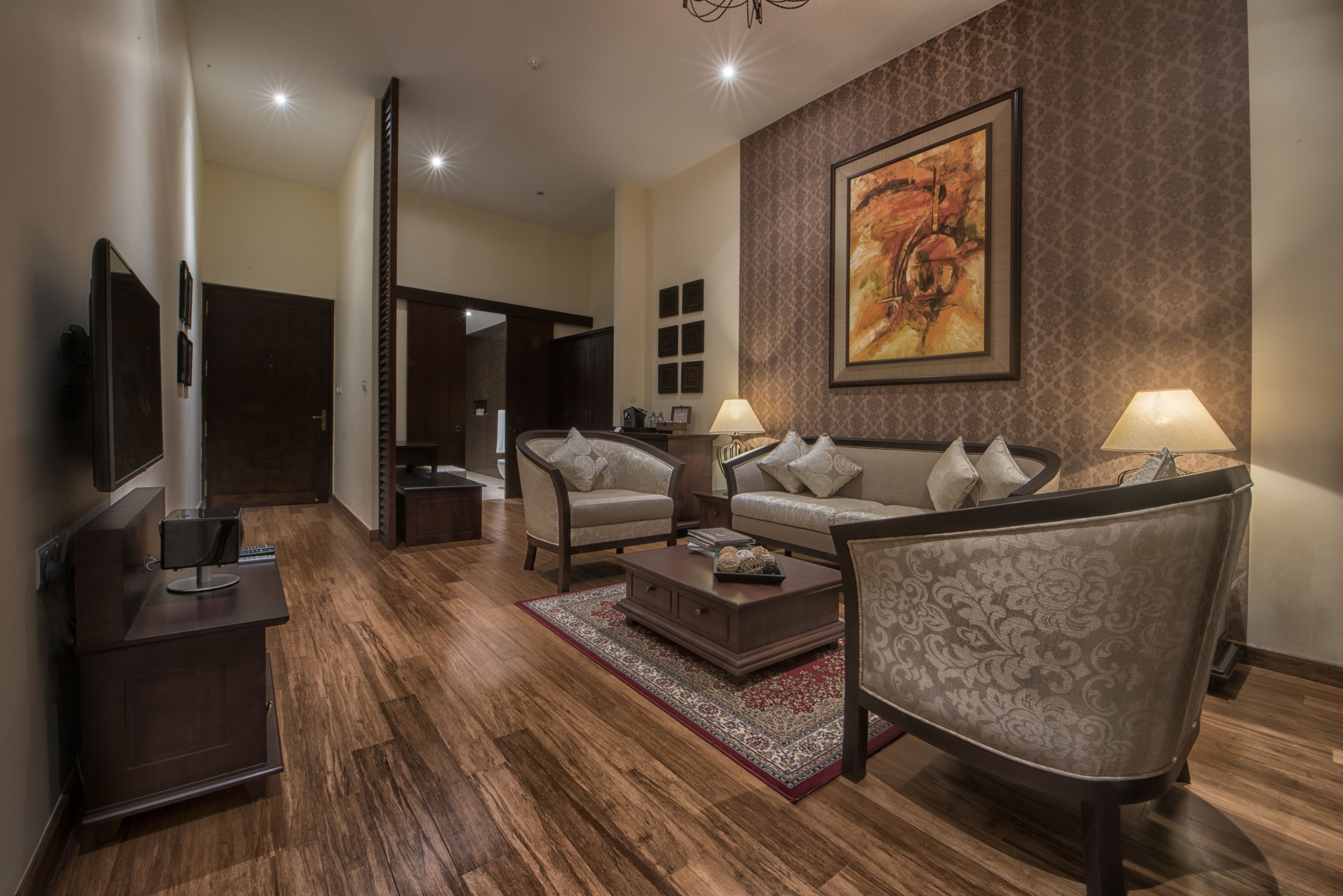 suite | living area | 40-inch lcd tv with cable channels, tv, dvd player