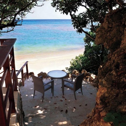 On the beach, white sand