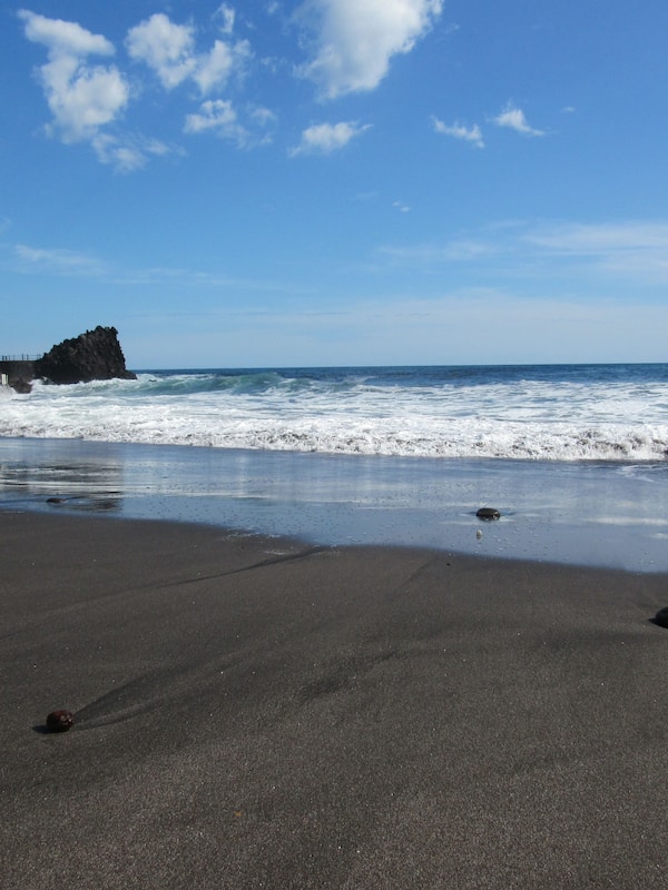 Private beach, black sand, surfing