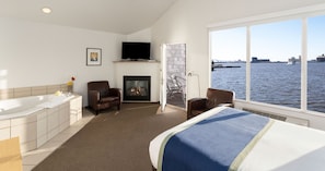 Suite junior, 1 cama Queen size, hidromasaje, vista a la bahía | Ropa de cama de alta calidad y insonorización