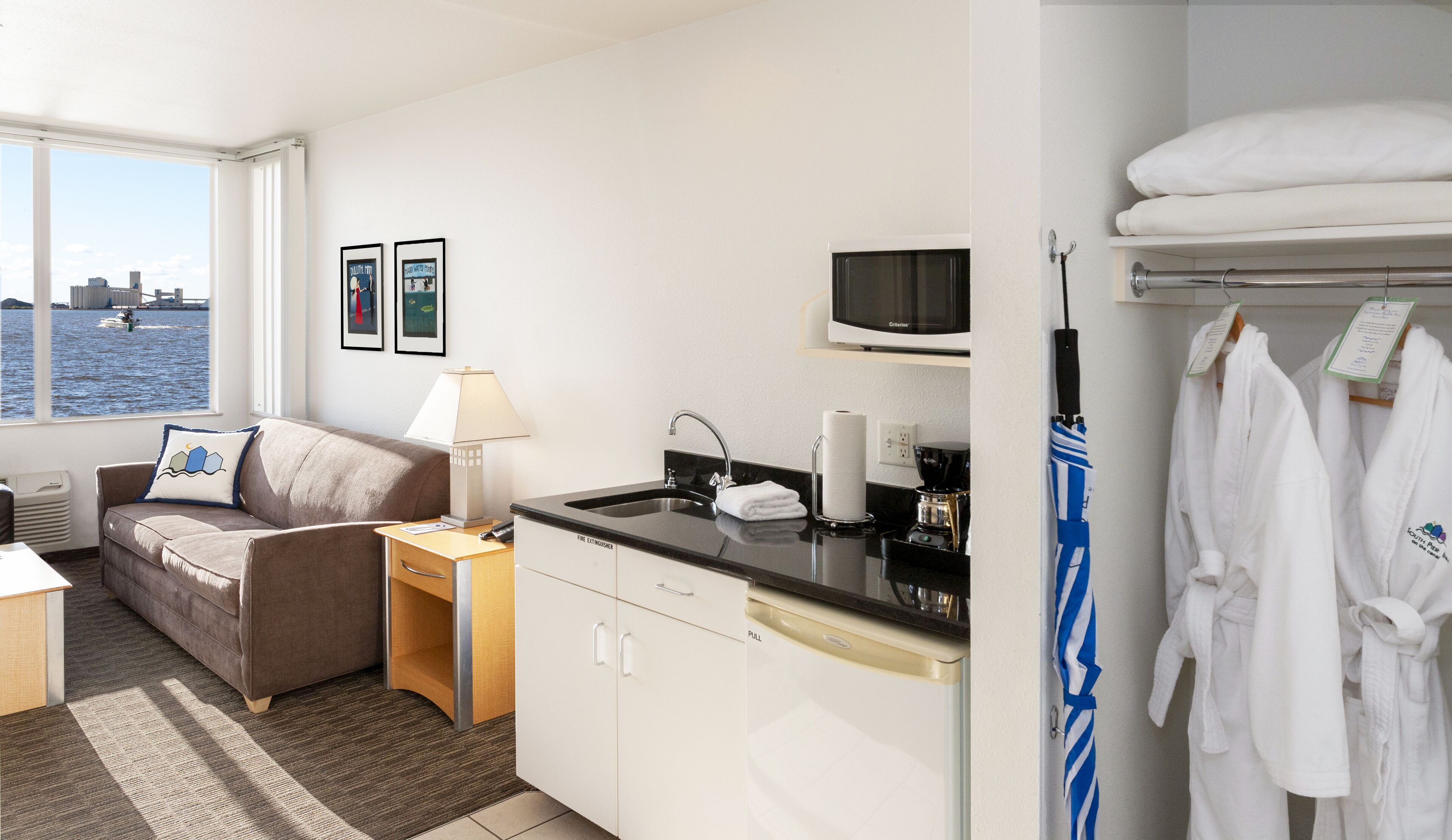 executive suite, 1 king bed with sofa bed, hot tub, bay view | 1 bedroom, premium bedding, soundproofing, iron/ironing board