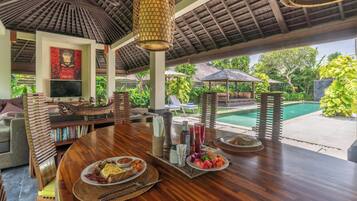 Villa, 3 Bedrooms, Private Pool | Private kitchen | Full-sized fridge, microwave, electric kettle, cookware/dishes/utensils