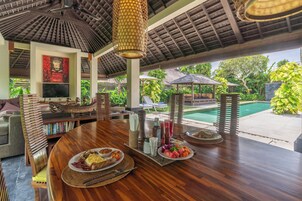 Villa, 3 Bedrooms, Private Pool | Private kitchen | Full-size fridge, microwave, electric kettle, cookware/dishes/utensils
