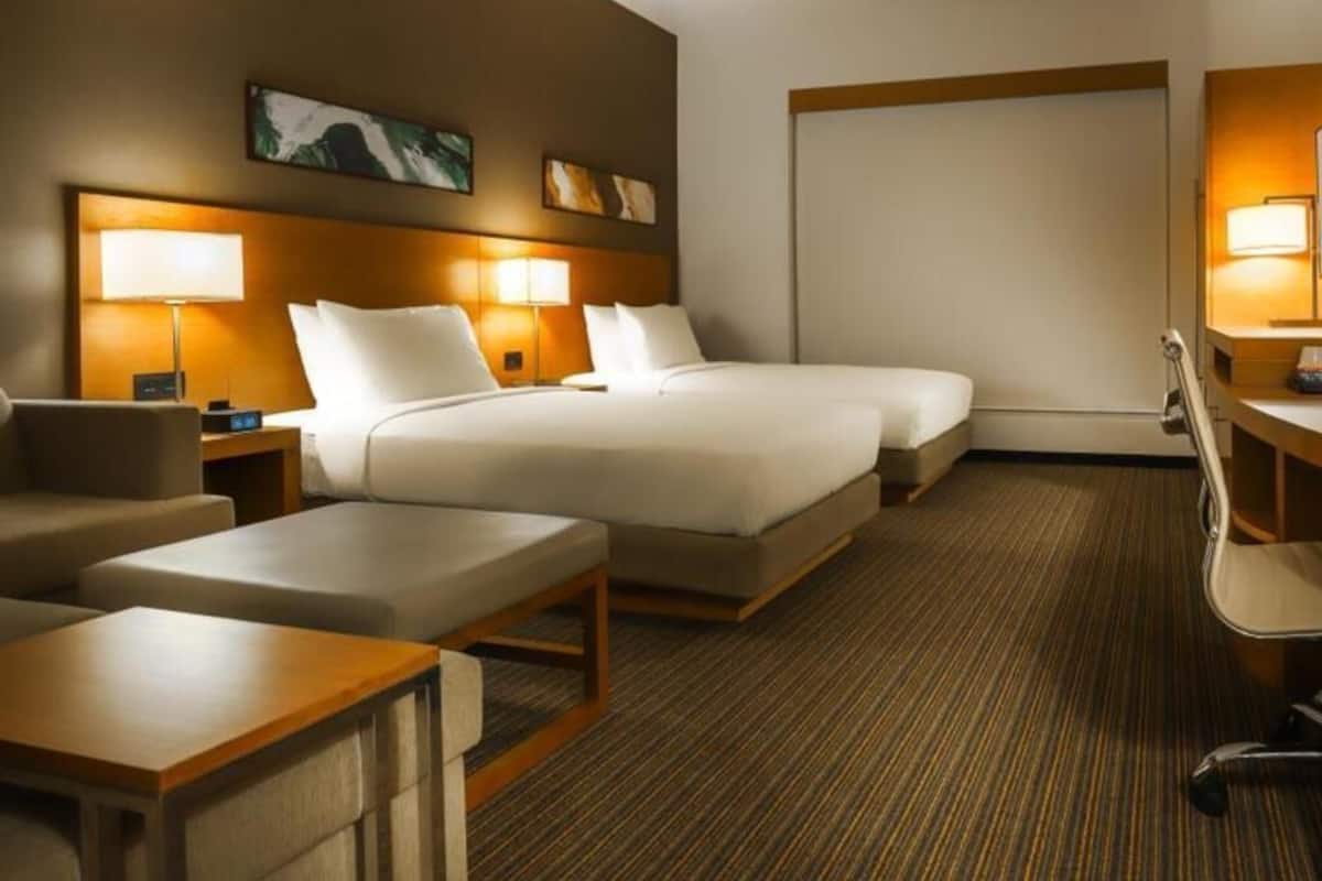 Premium bedding, memory foam beds, in-room safe, desk