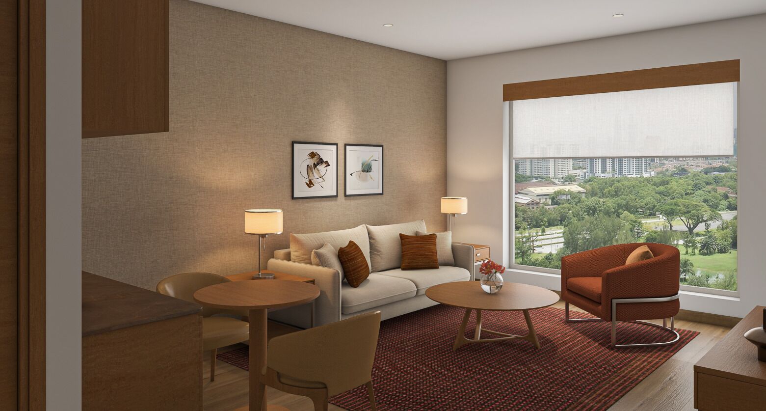 premier suite | living area | 65-inch led tv with satellite channels, tv