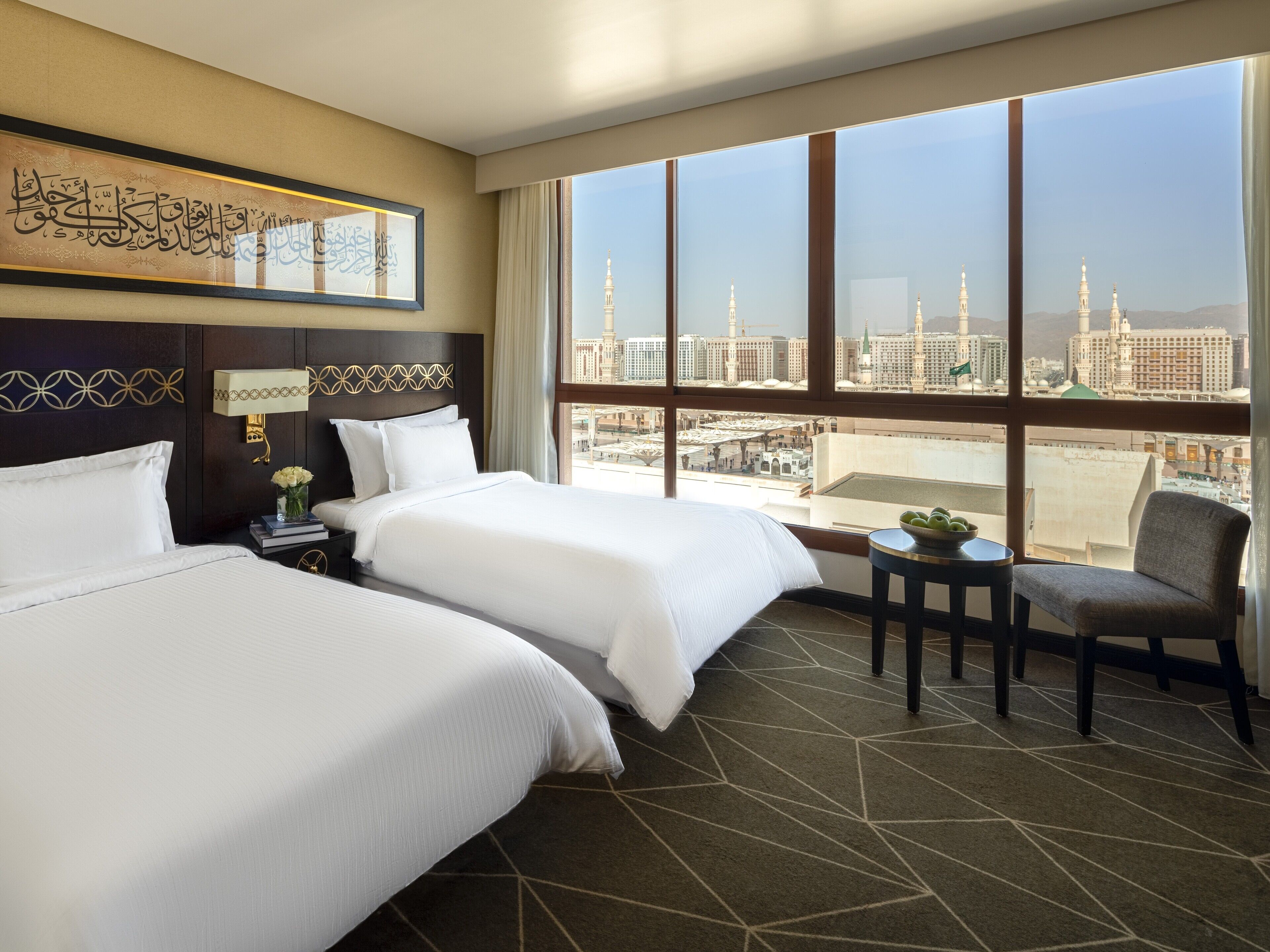 deluxe room, 2 single beds (panoramic haram view) | 1 bedroom, premium bedding, in-room safe, desk