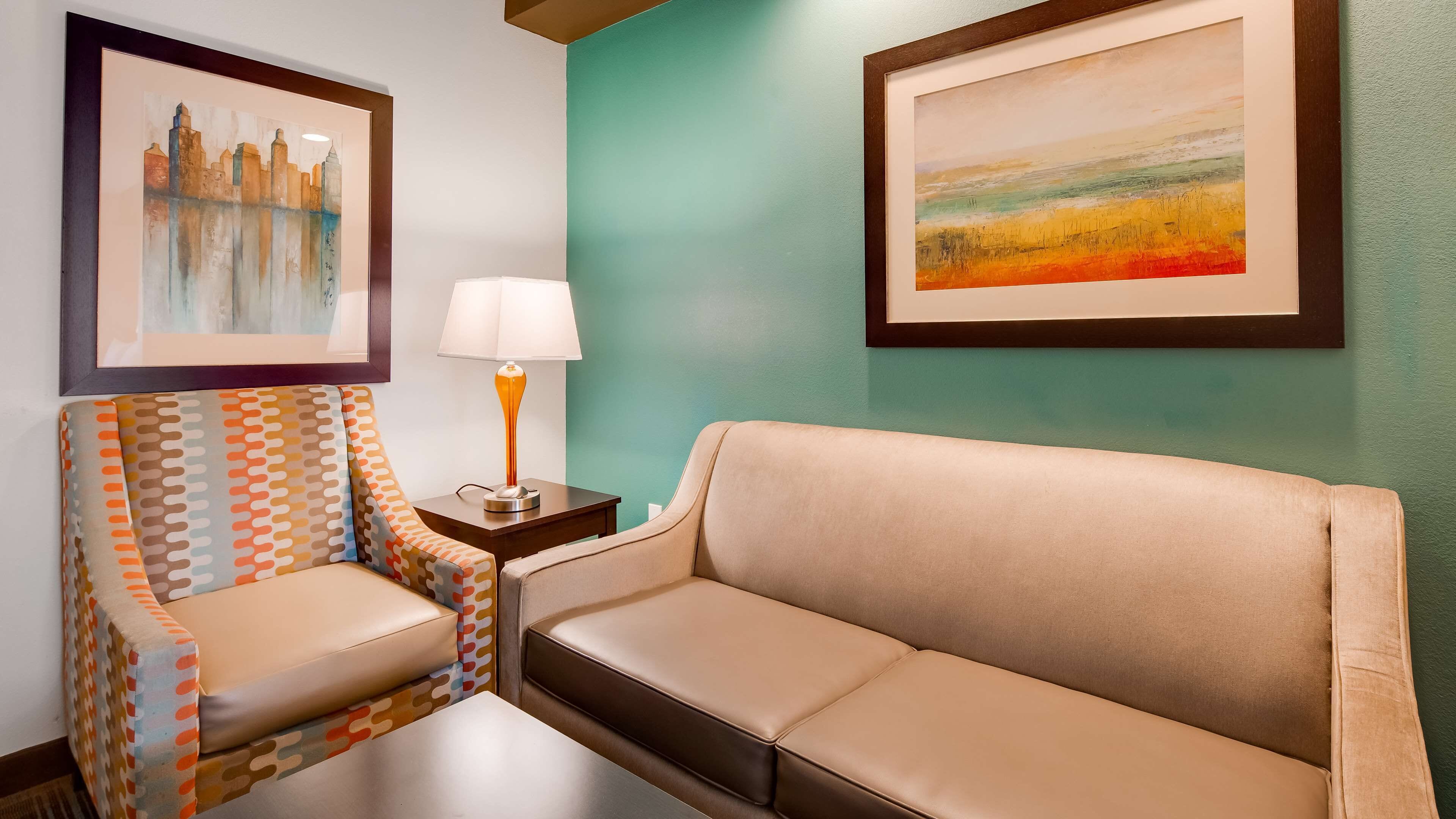 pillow-top beds, desk, laptop workspace, soundproofing