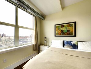 Premium bedding, down duvets, individually decorated