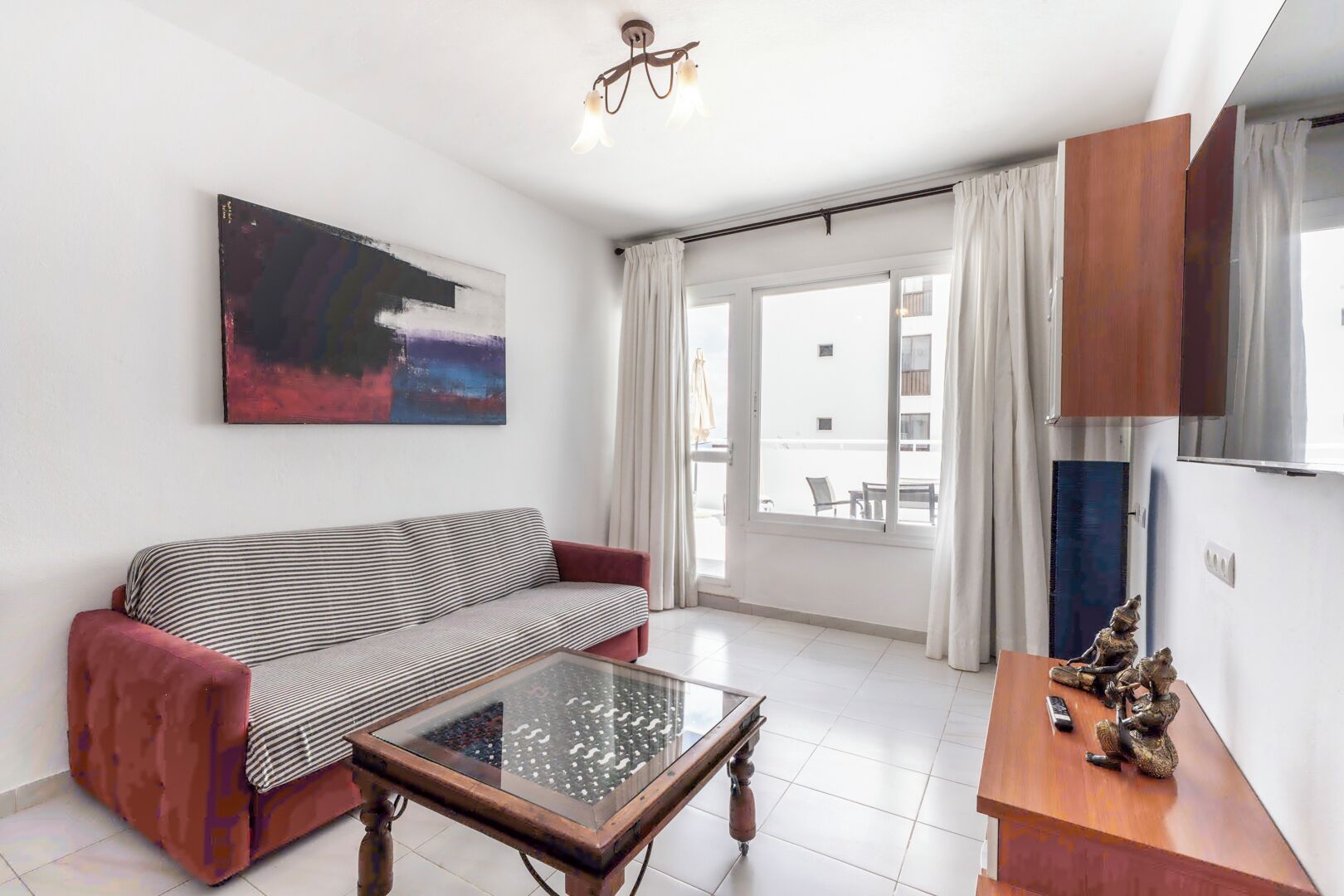 grand apartment, 1 bedroom, terrace | living area | 55-inch led tv with satellite channels, tv