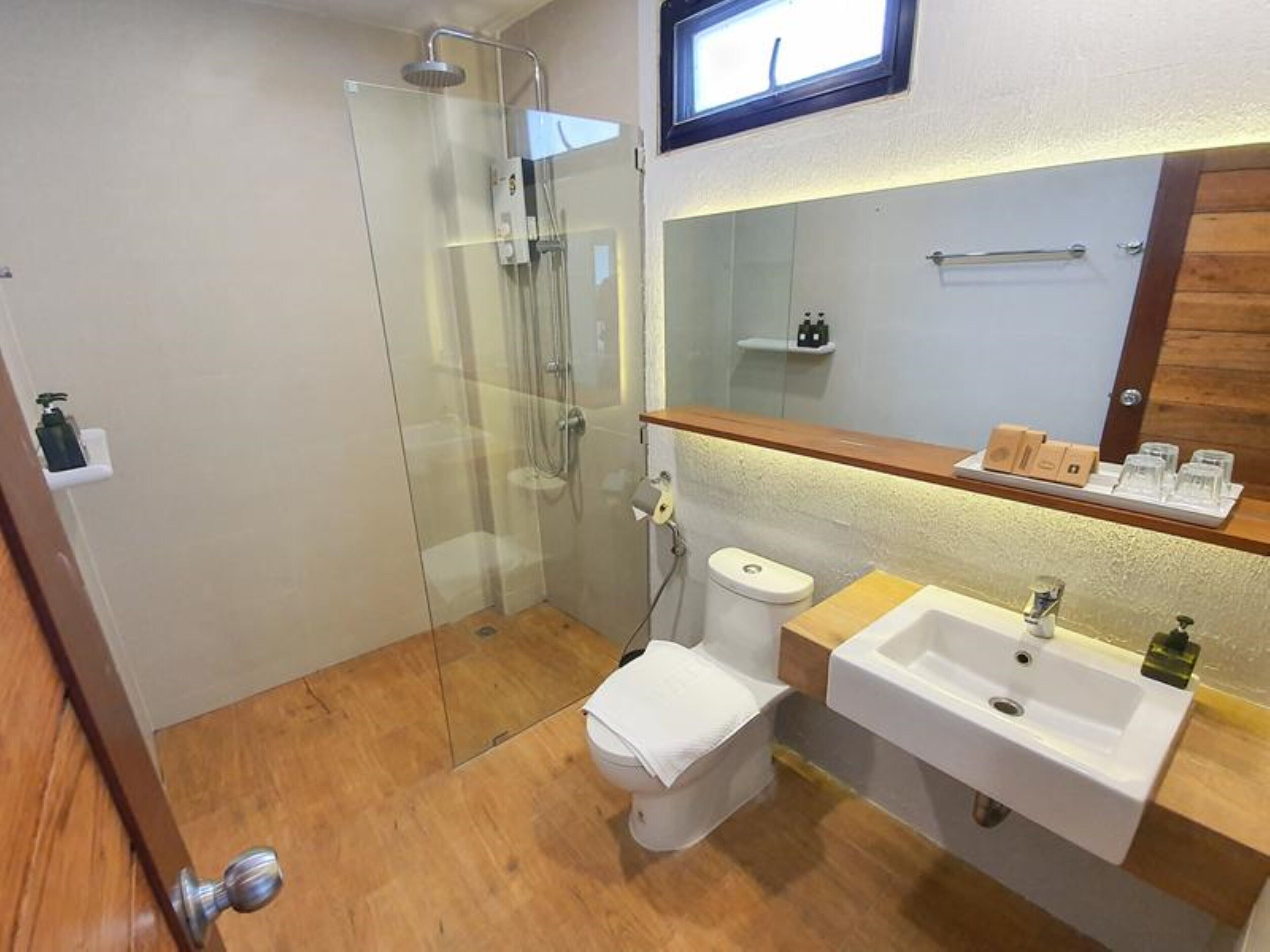 shower, free toiletries, hair dryer, slippers