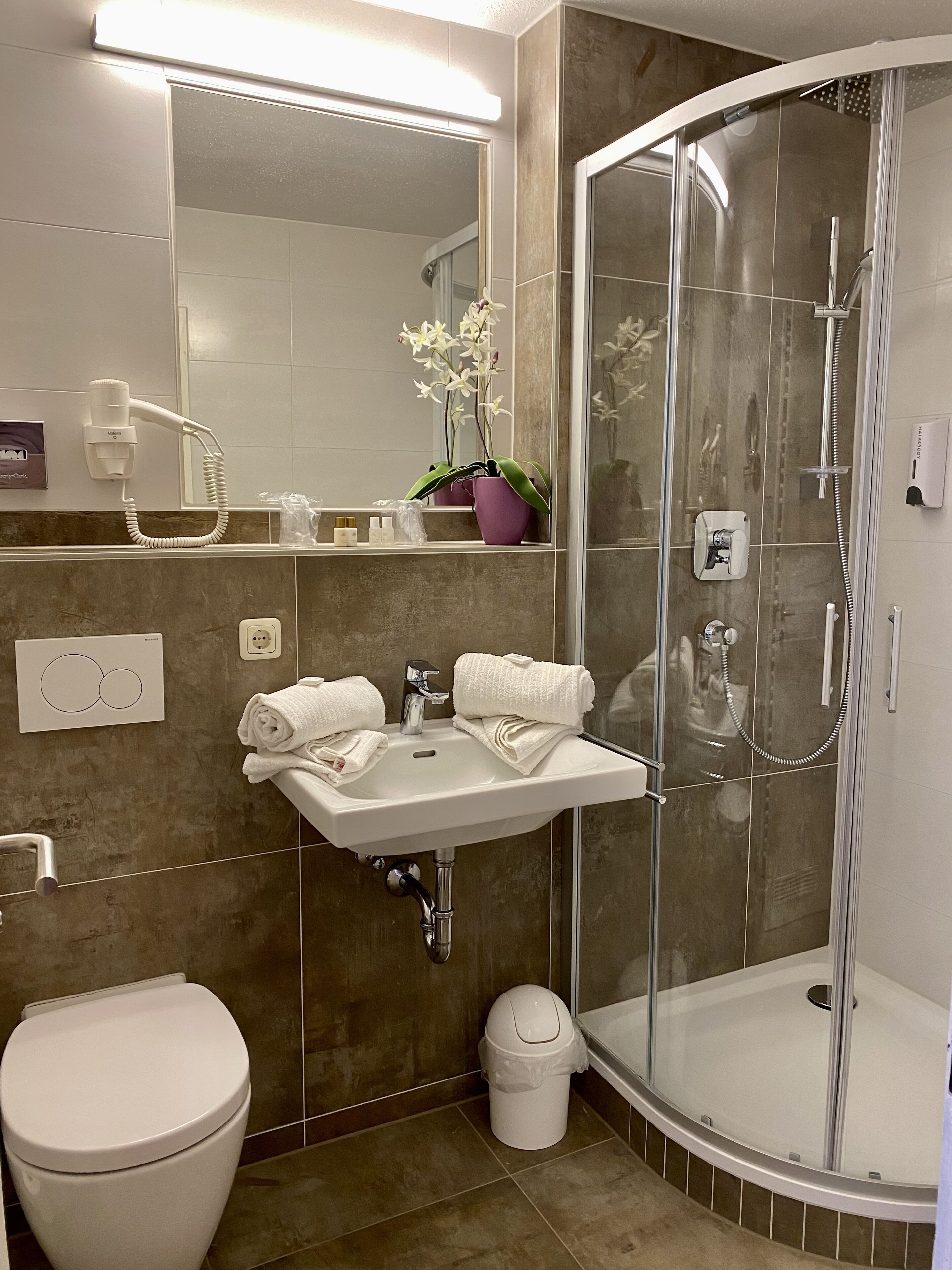 double or twin room | bathroom | shower, free toiletries, hair dryer, bathrobes