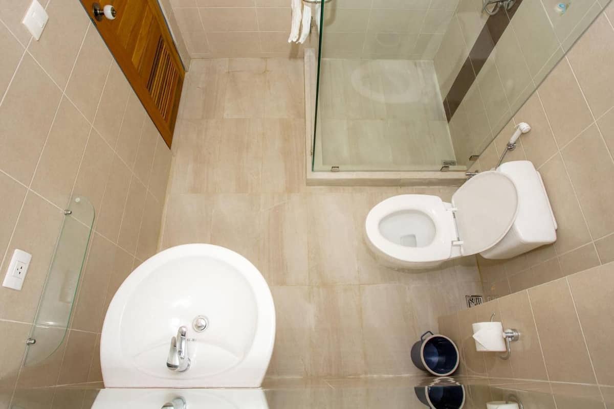 shower, free toiletries, towels