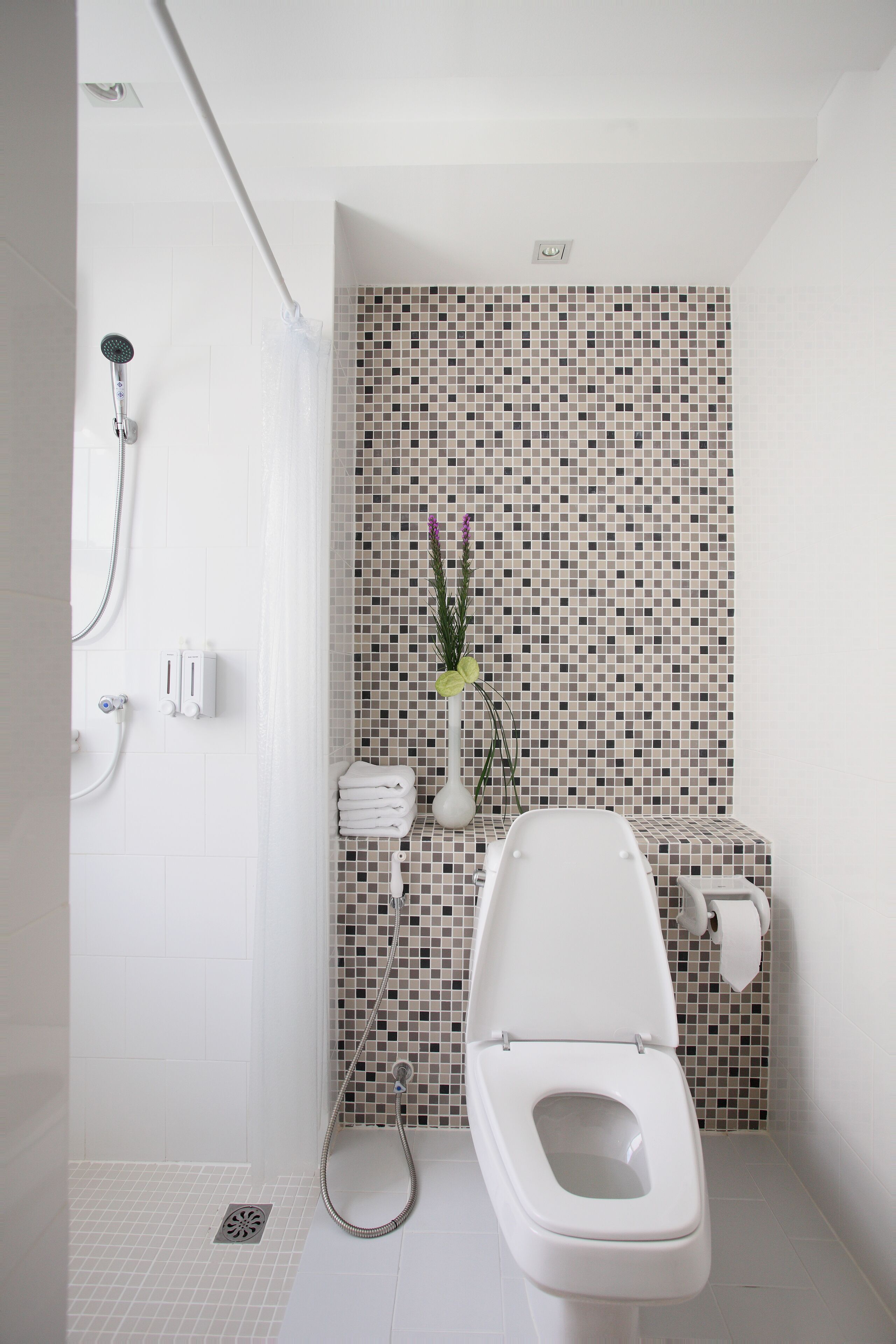 shower, free toiletries, towels