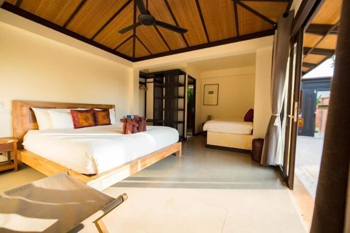 2 slaapkamers, luxe beddengoed, een minibar met enkele gratis items