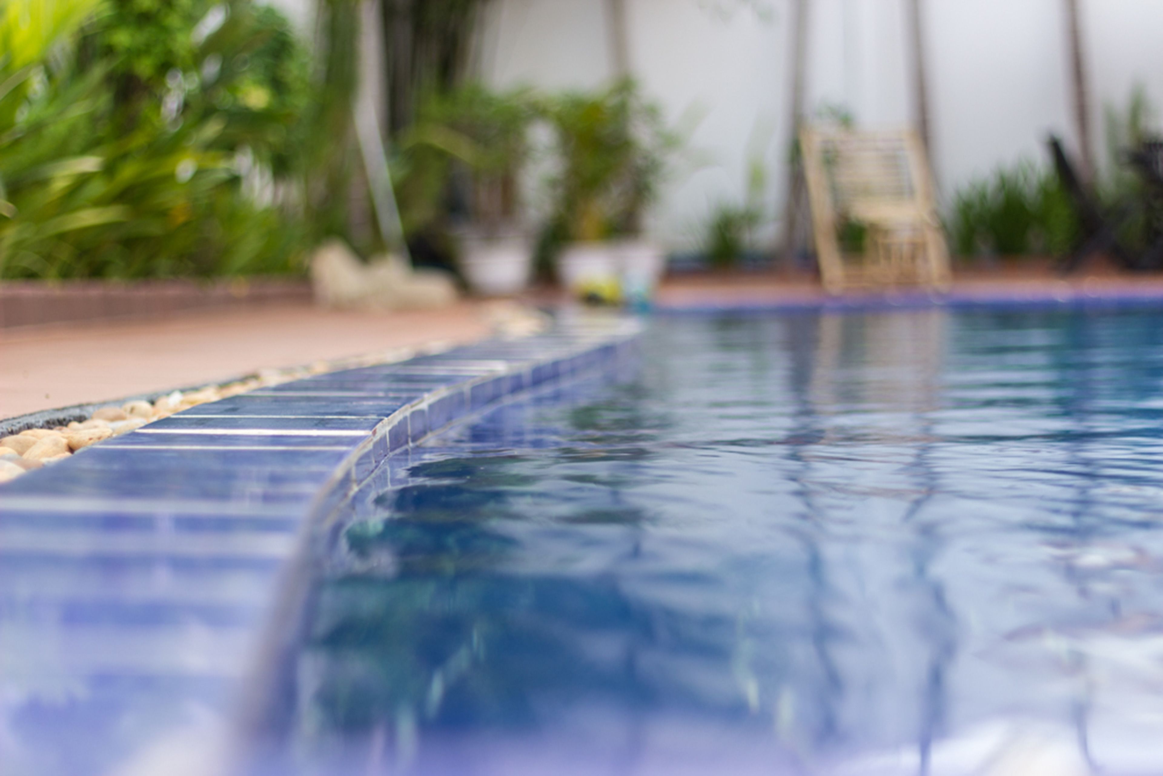 outdoor pool, pool umbrellas, pool loungers