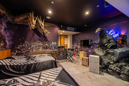 Godzilla vs. King Ghidorah Room | Premium bedding, in-room safe, blackout drapes, iron/ironing board. Hotel Gracery Shinjuku