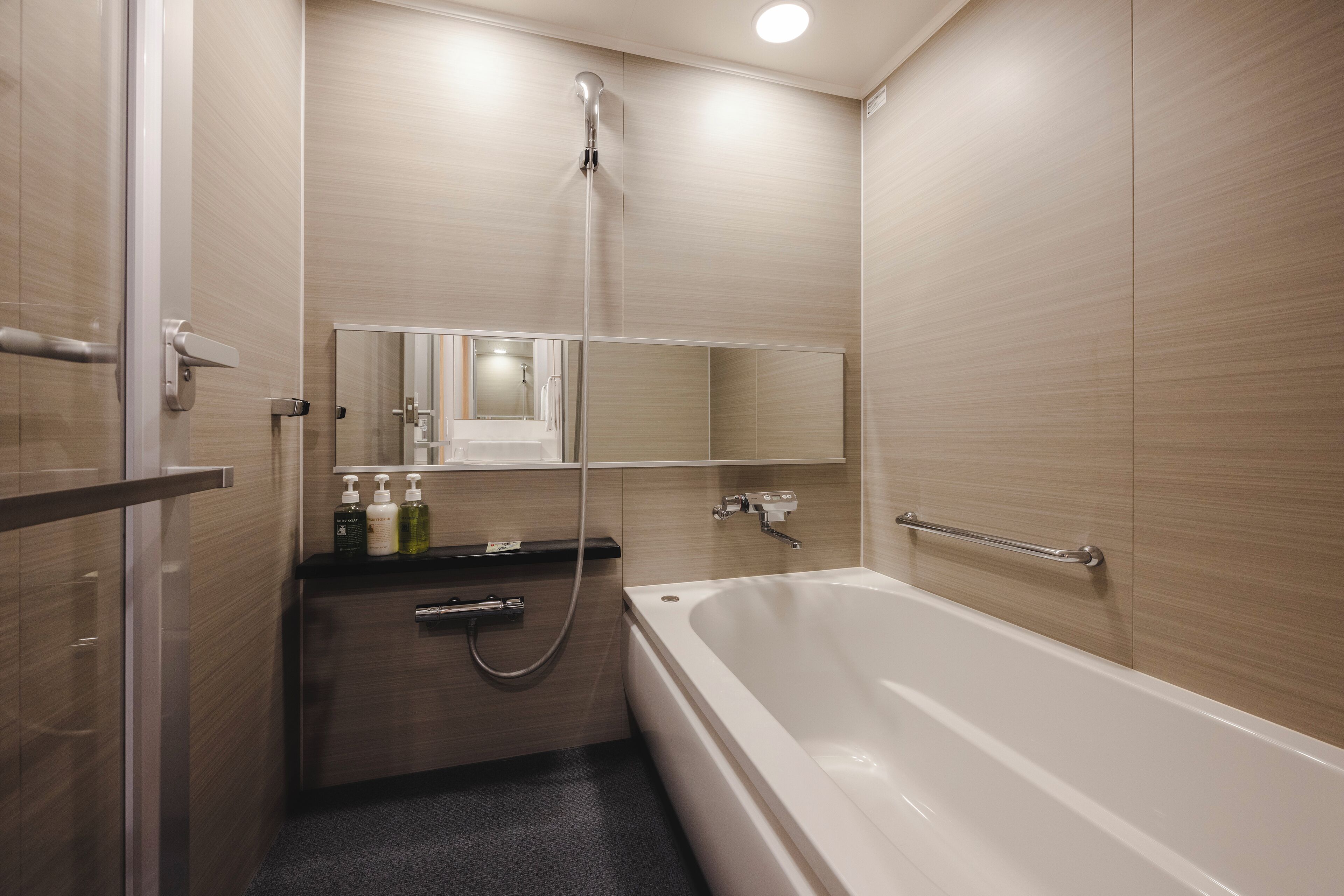 separate bathtub and shower, deep-soaking bathtub, free toiletries