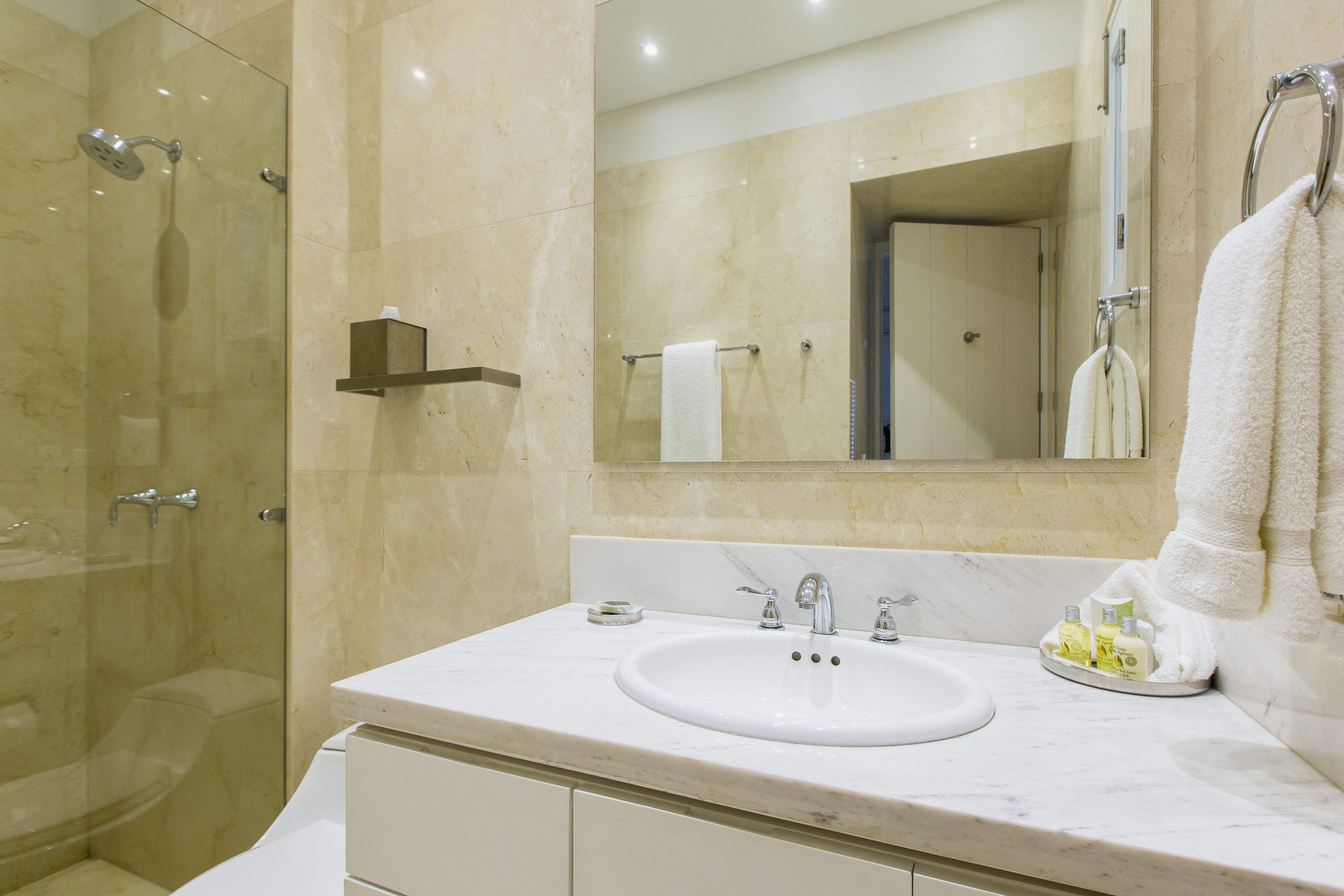 majestic | bathroom | shower, designer toiletries, hair dryer, bathrobes