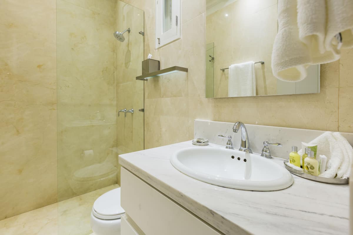 majestic | bathroom | shower, designer toiletries, hair dryer, bathrobes