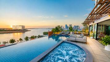 Outdoor pool, open 8:00 AM to 8:00 PM, pool loungers