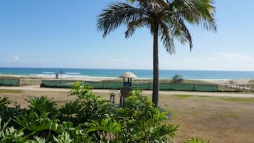 On the beach, white sand