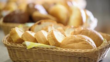 A basket of sliced baguettes.