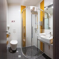 Standaard kamer, 1 twee- of 2 eenpersoonsbedden | Badkamer | Gratis toiletartikelen, een haardroger, handdoeken