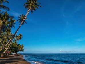 On the beach, scuba diving, snorkeling