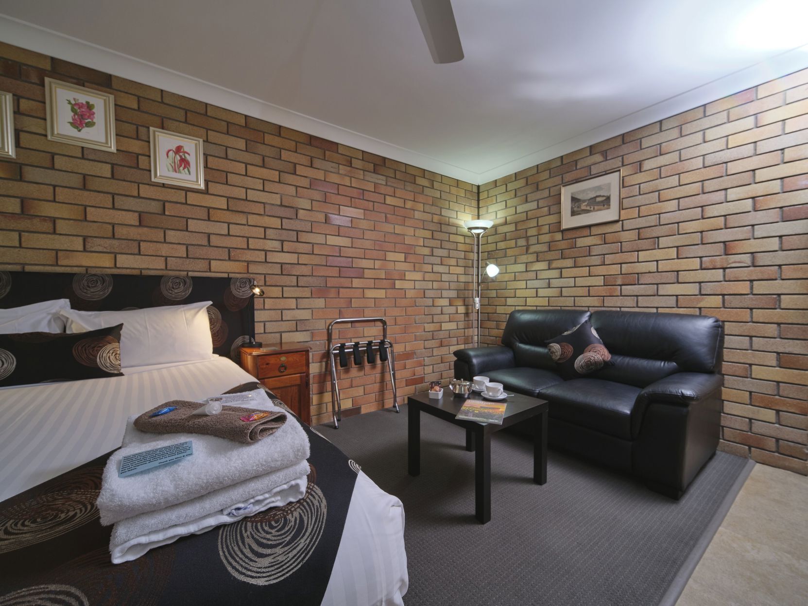 Premium bedding, down comforters, desk, laptop workspace