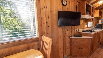 Fridge, microwave, coffee/tea maker, toaster