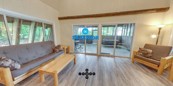 Cabin, 3 Bedrooms, Non Smoking, Kitchen (Linens Not Provided, 2 floors) | Living area | Flat-screen TV