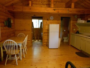Fridge, stovetop, toaster, cookware/dishes/utensils