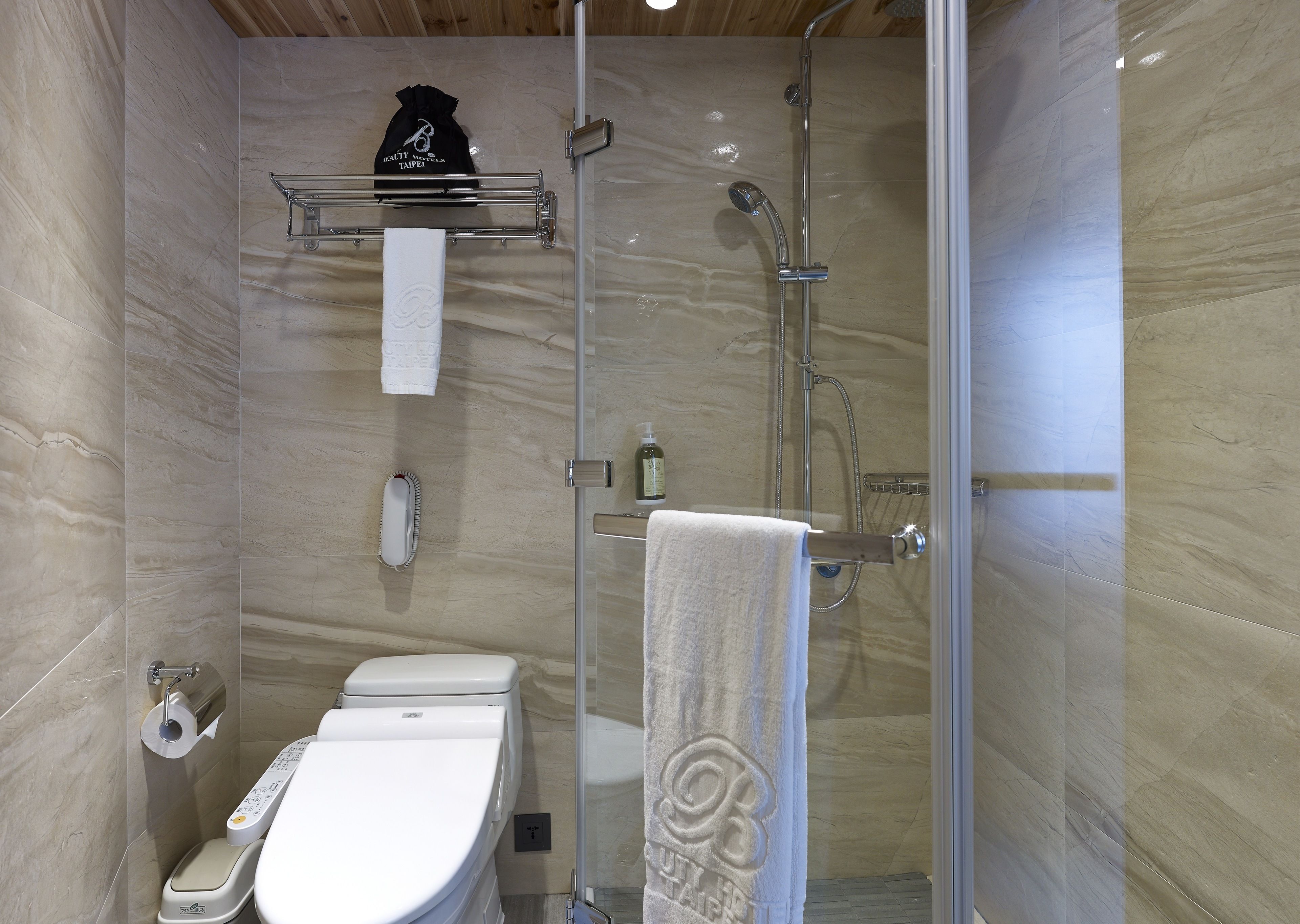 free toiletries, hair dryer, towels