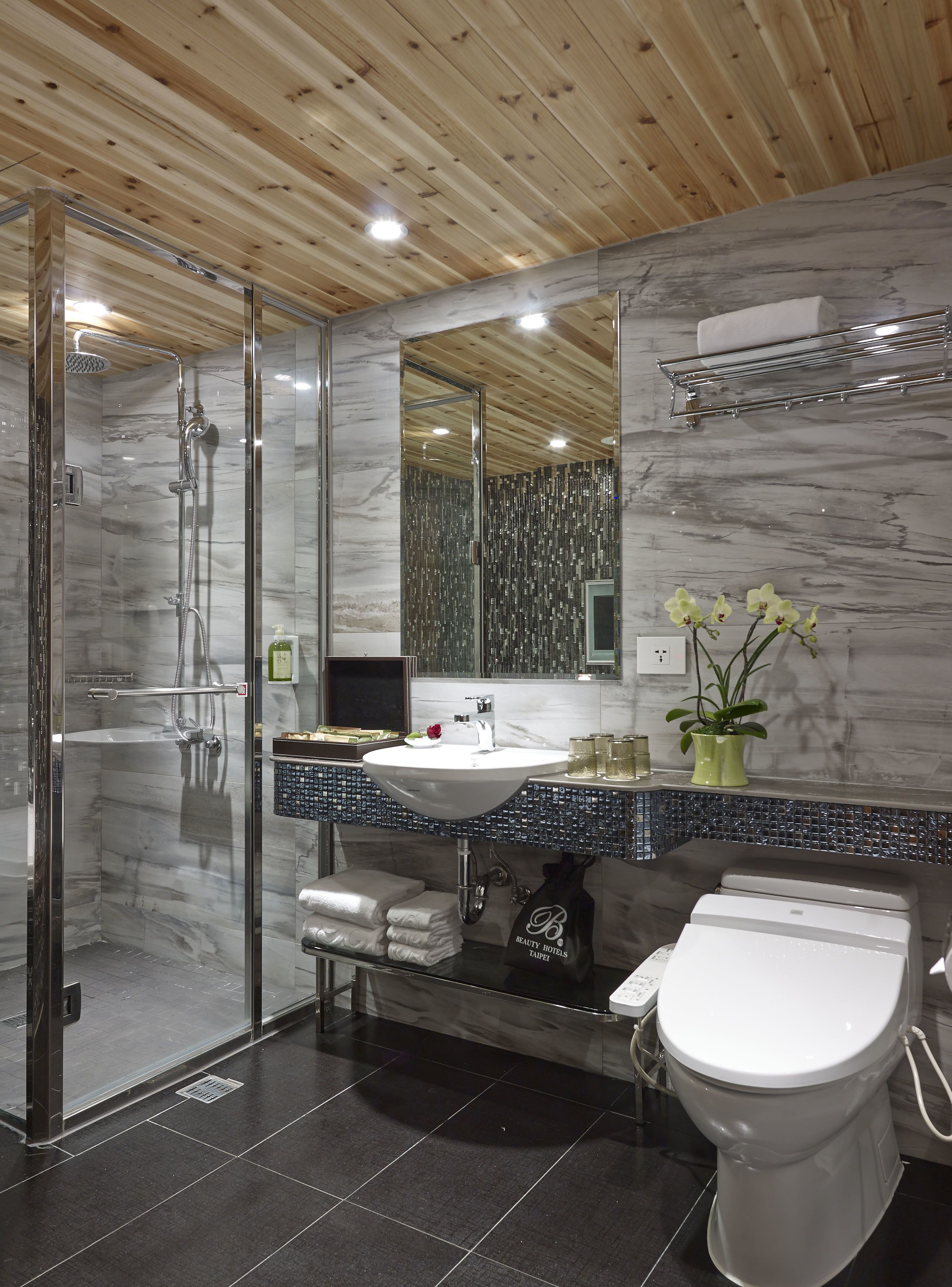 free toiletries, hair dryer, towels