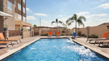 Outdoor pool, sun loungers