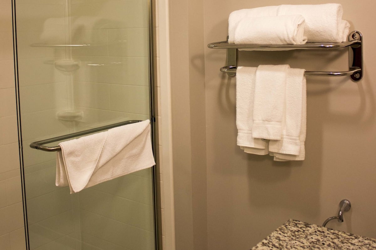 Free toiletries, hair dryer, towels