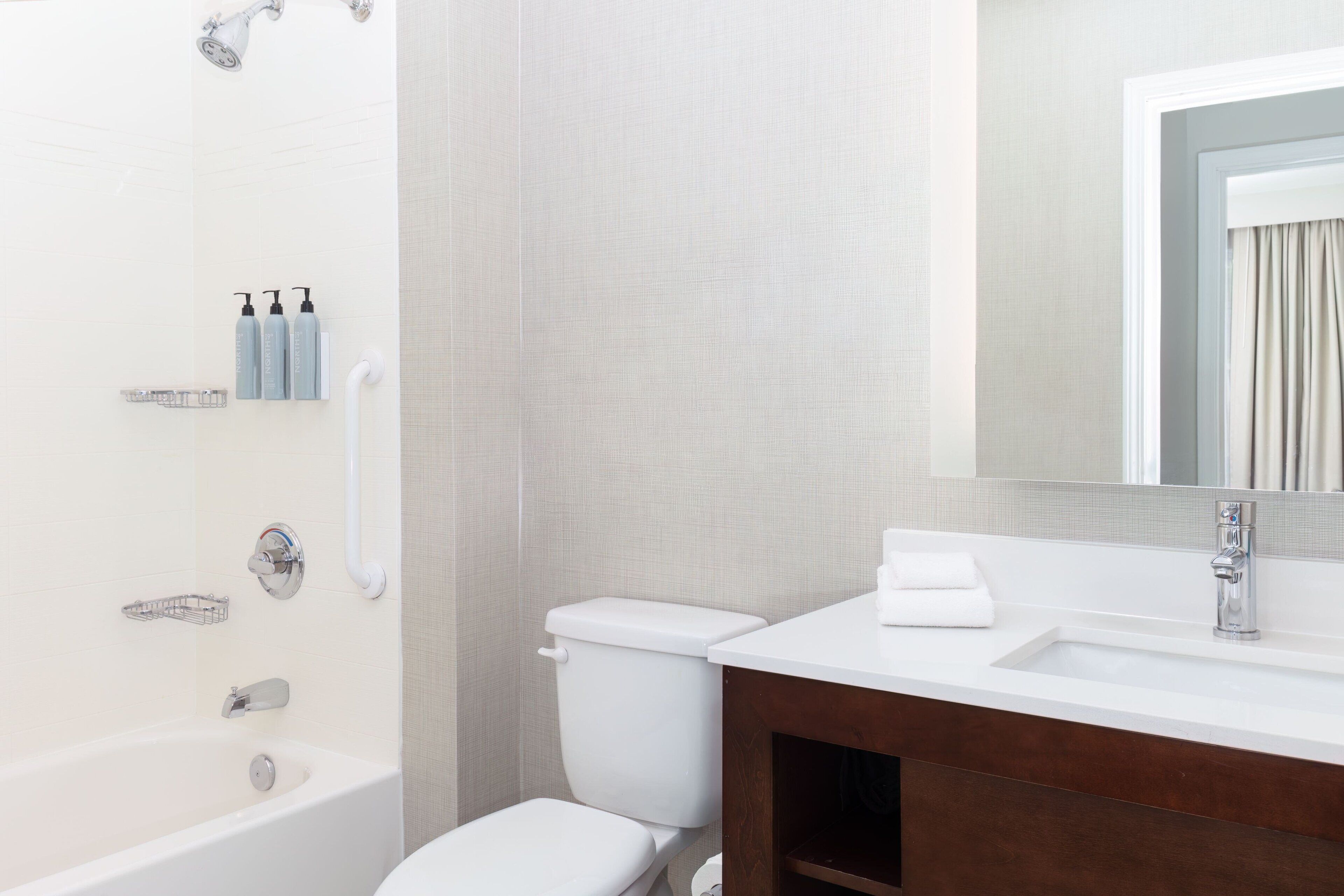 free toiletries, hair dryer, towels