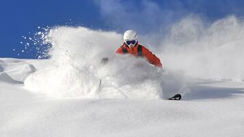A person skiing on snow.
