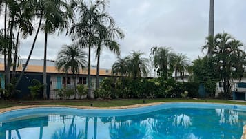 Outdoor pool, pool loungers