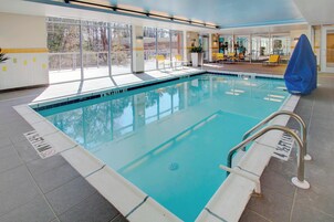 Indoor pool, open 8 AM to 10 PM, sun loungers