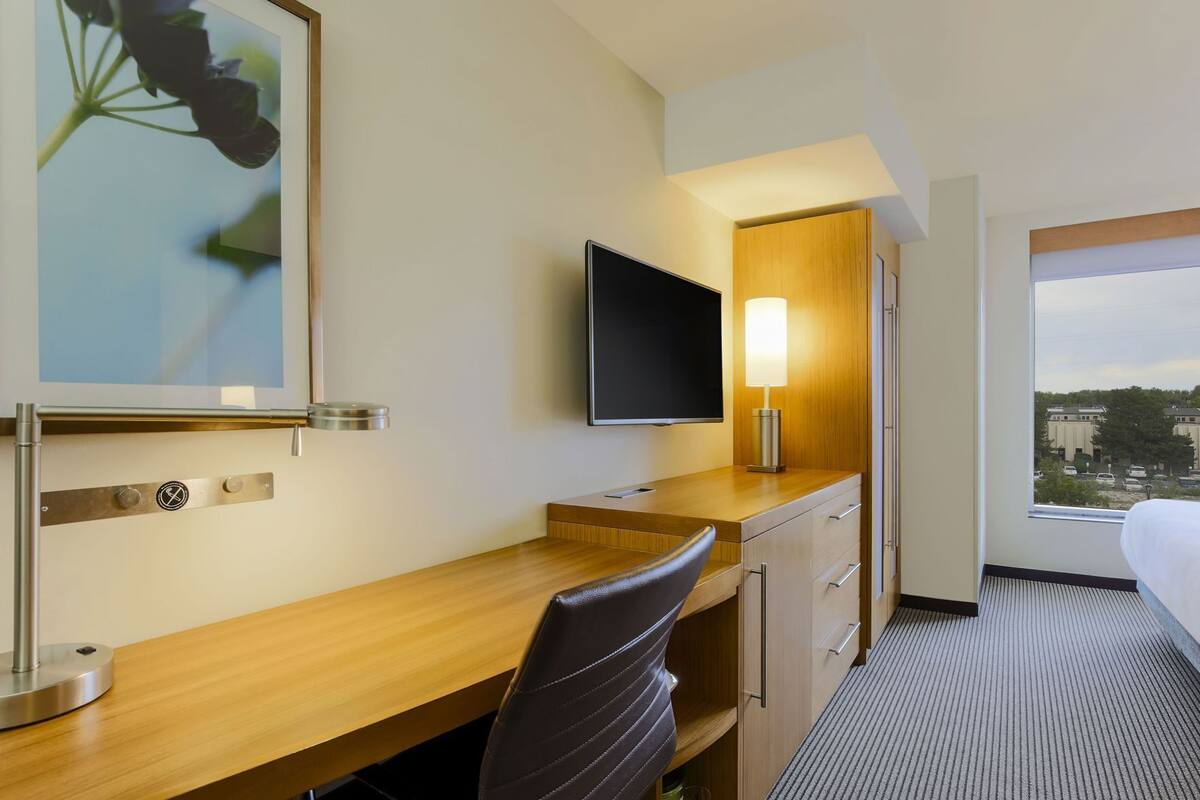 In-room safe, desk, laptop workspace, blackout drapes