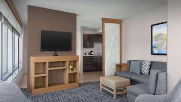 Premium Suite, 1 Bedroom | In-room safe, desk, laptop workspace, blackout drapes