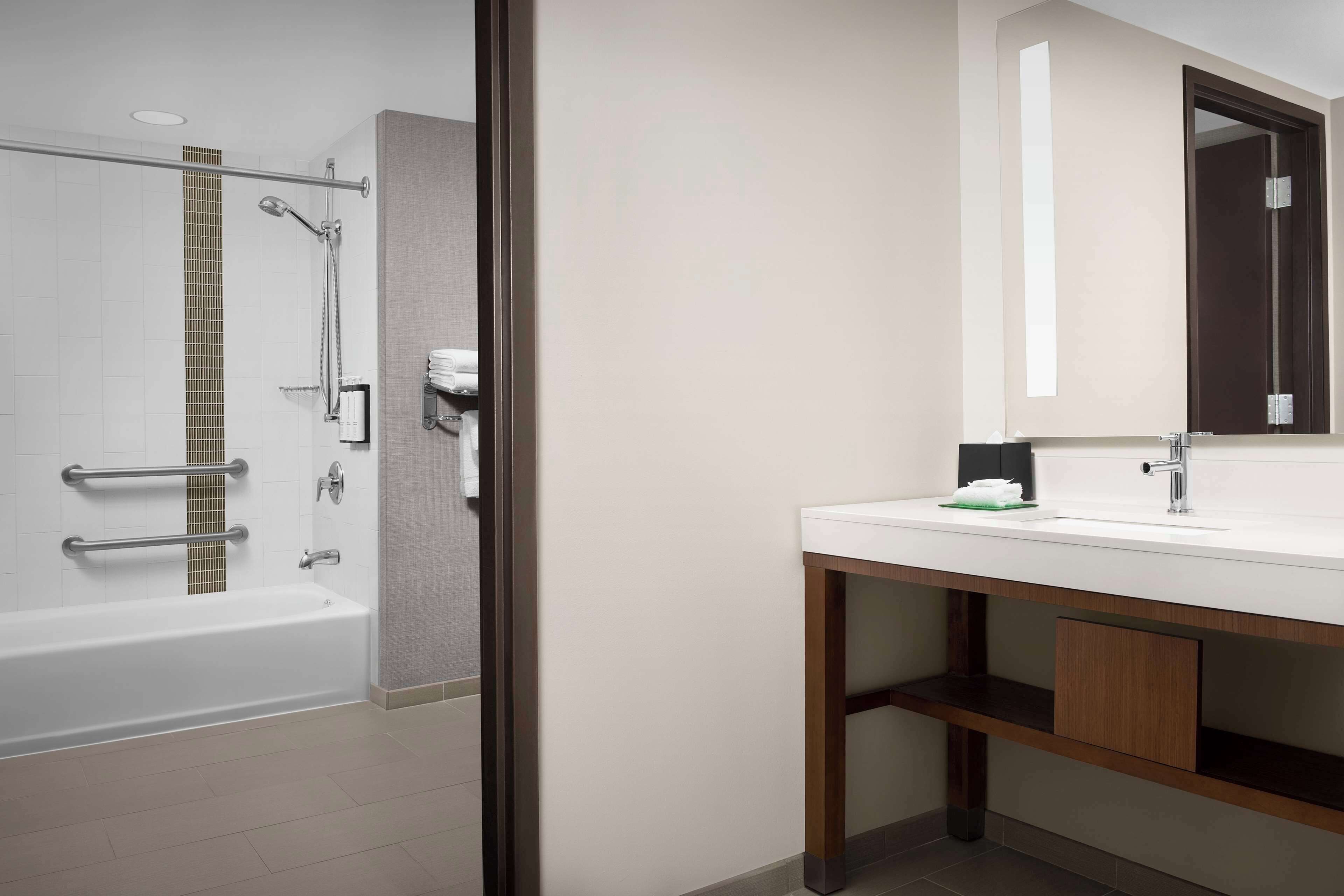 room, 2 queen beds, accessible, bathtub | bathroom | designer toiletries, hair dryer, towels